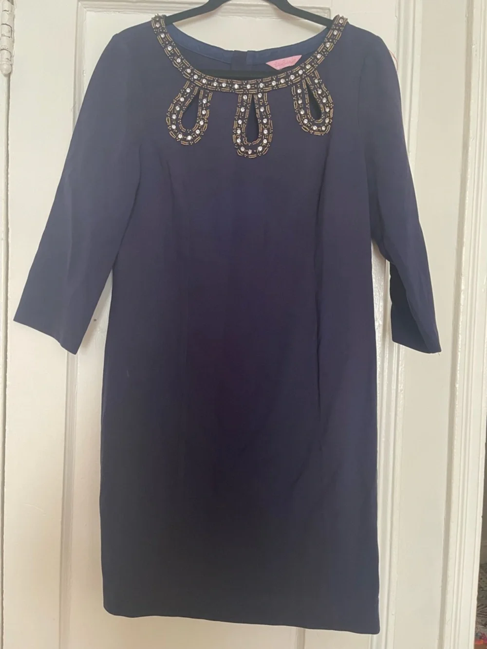 Lilly Pulitzer Navy Embellished Long-Sleeve Sheath Dress - Picture 6 of 6